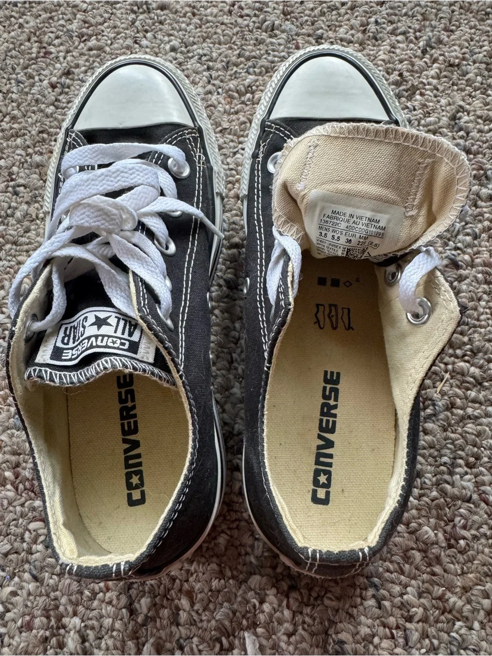 Platform Converse Black and White Low Top Canvas Sneakers